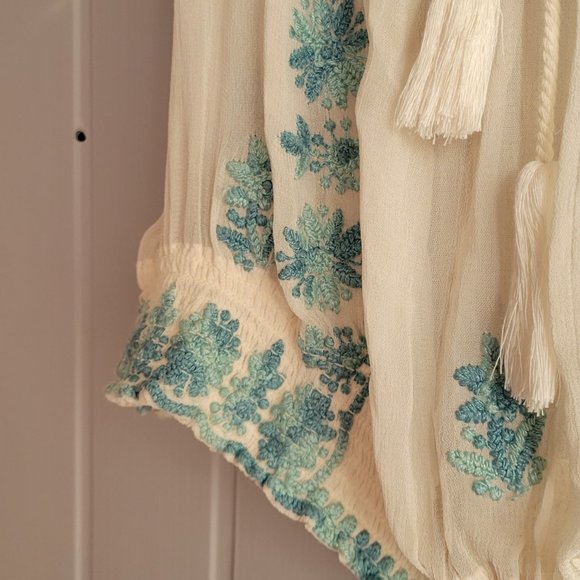 FREE PEOPLE Paisley Park Sheer Peasant Blouse - Picture 16 of 16